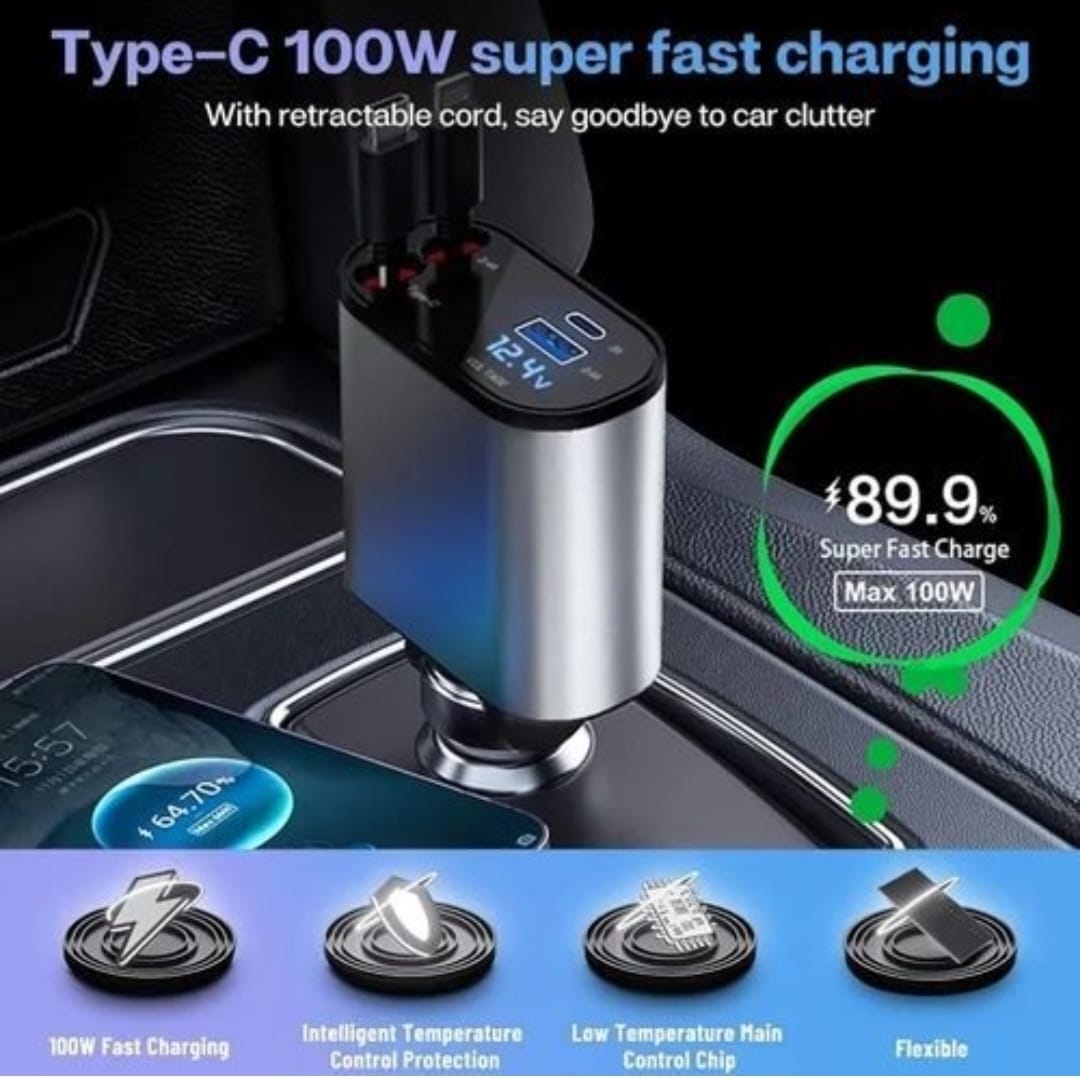 4 in 1 Retractable car charger.