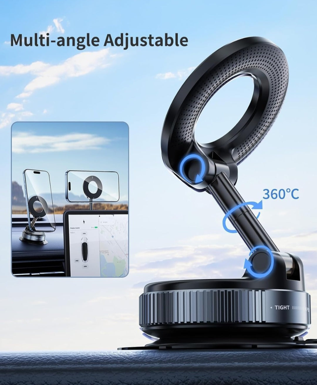 360° Vaccum Magnetic Phones Holder | Magnetic Car Phone Holder, Extended style