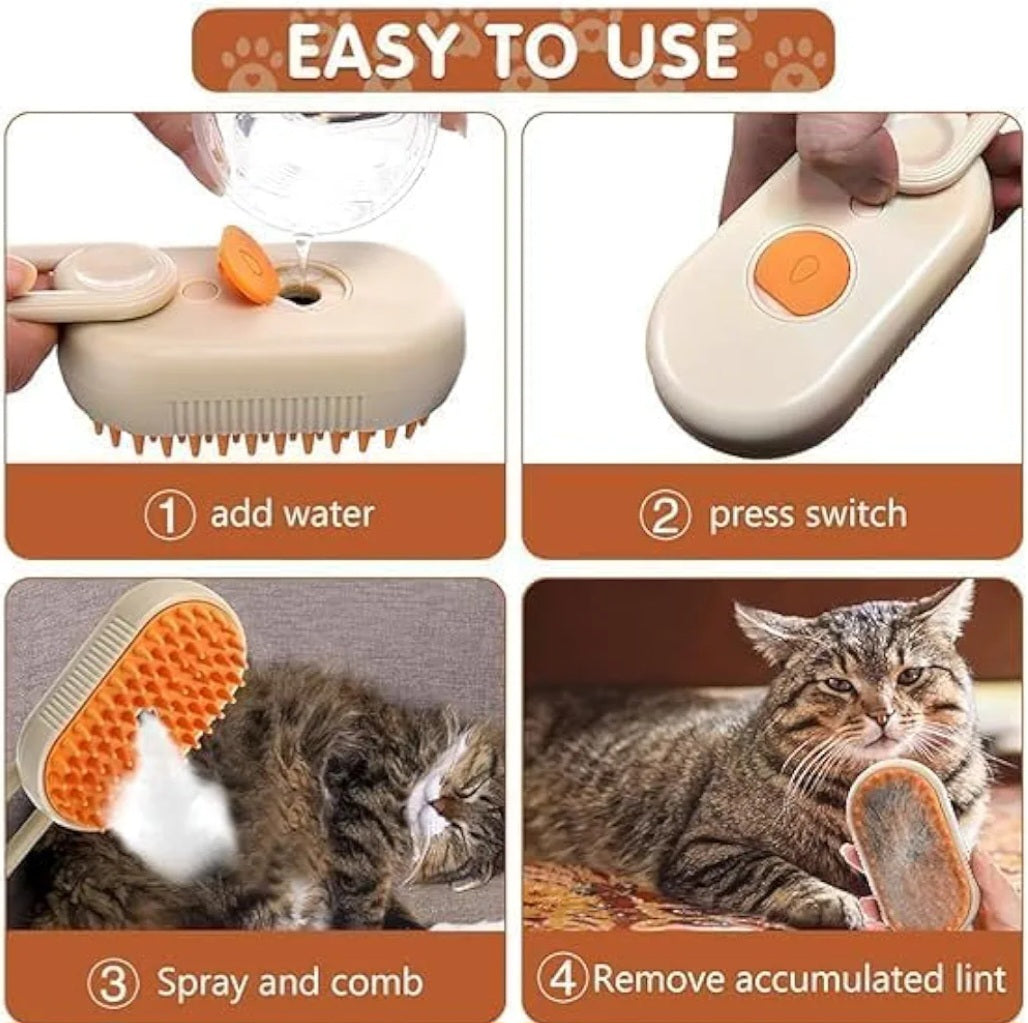 ETHERIXX Steam Brush for Dog Cat Steam Brush 3 in 1 Water Brush for Dogs Silicone Massage Dog Comb Electric Multifunctional Water Brush Spa for Dogs USB-Rechargeable Steamy Brush for Pet