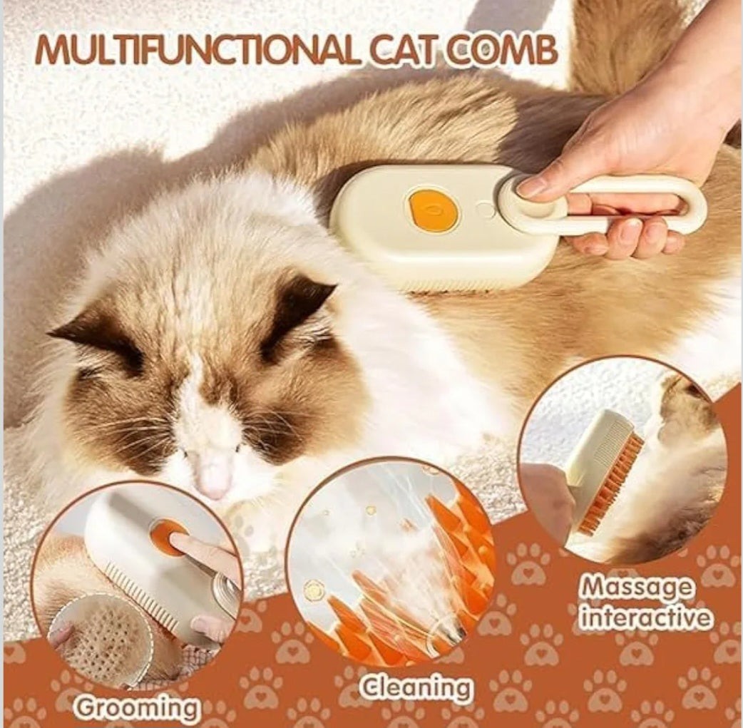 ETHERIXX Steam Brush for Dog Cat Steam Brush 3 in 1 Water Brush for Dogs Silicone Massage Dog Comb Electric Multifunctional Water Brush Spa for Dogs USB-Rechargeable Steamy Brush for Pet