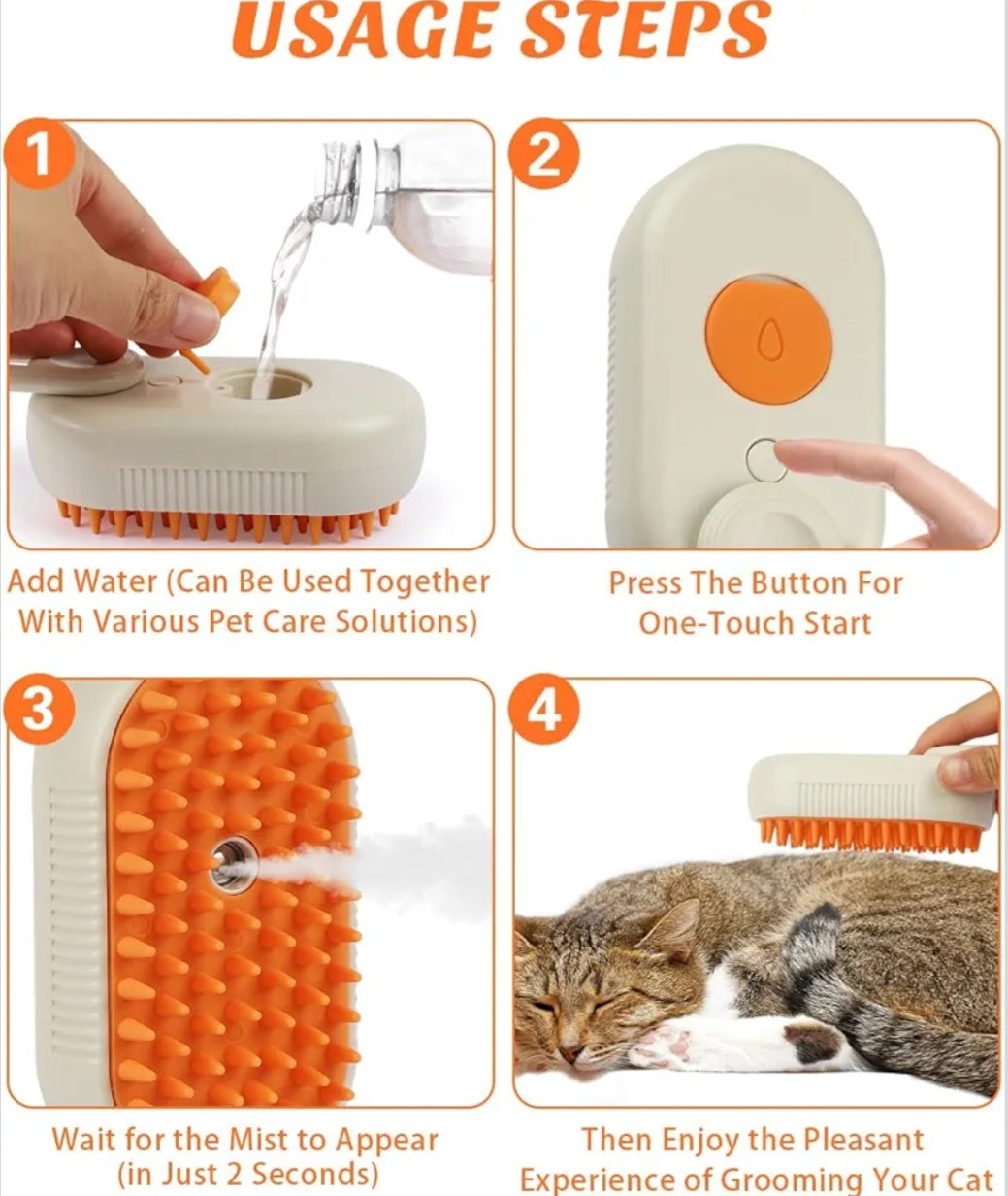 ETHERIXX Steam Brush for Dog Cat Steam Brush 3 in 1 Water Brush for Dogs Silicone Massage Dog Comb Electric Multifunctional Water Brush Spa for Dogs USB-Rechargeable Steamy Brush for Pet